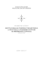 Institucionalna podrška poduzetništva u Hrvatskoj s posebnim osvrtom na Međimursku županiju