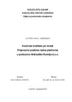 Kontrola kvalitete pri izradi Prijevozne podizne radne platforme u poduzeću Hidraulika Kurelja d.o.o.