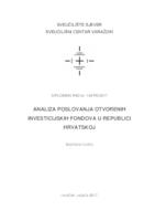 Analiza poslovanja otvorenih investicijskih fondova u Republici Hrvatskoj