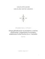 Uloga globalizacije na promjene u načinu poslovanja i organizacije