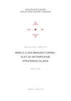 World Class Manufactoring - alat za ostvarivanje strateških ciljeva