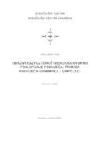 Održivi razvoj i društveno odgovorno poslovanje poduzeća: Primjer poduzeća Gumiimpex-grp d.o.o.