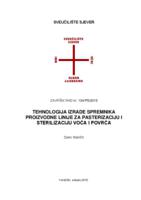 Tehnologija izrade spremnika proizvodne linije za pasterizaciju i sterilizaciju voća i povrća