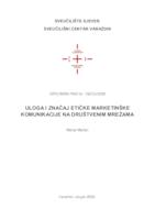 Uloga i značaj etičke marketinške komunikacije na društvenim mrežama