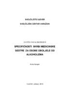 Specifičnosti skrbi medicinske sestre za osobe oboljele od alkoholizma