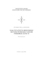 Kvaliteta života medicinskih sestara/tehničara tijekom pandemije COVID-19