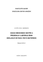 Zadaci medicinske sestre u prevenciji i liječenju žena oboljelih od raka vrata maternice