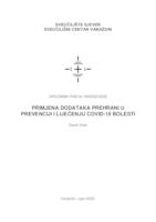 Primjena dodataka prehrani u prevenciji i liječenju COVID-19 bolesti