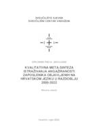 Kvalitativna meta-sinteza istraživanja angažiranosti zaposlenika objavljenih na hrvatskom jeziku u razdoblju 2000-2022