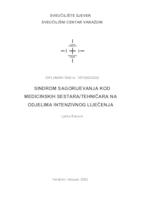 Sindrom sagorijevanja kod medicinskih sestara/tehničara na odjelima intenzivnog liječenja