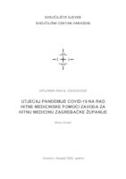 Utjecaj pandemije COVID-19 na rad hitne medicinske pomoći Zavoda za hitnu medicinu Zagrebačke županije