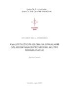 Kvaliteta života osoba sa spinalnom ozljedom nakon provedene akutne rehabilitacije