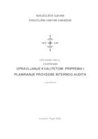 Upravljanje kvalitetom: priprema i planiranje provedbe internog audita