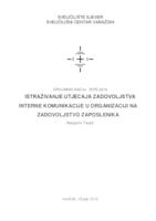 Istraživanje utjecaja zadovoljstva interne komunikacije u organizaciji na zadovoljstvo zaposlenika