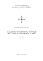 prikaz prve stranice dokumenta Analiza nezaposlenosti u Republici Hrvatskoj od 2004. do 2016. godine