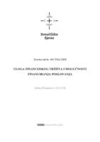 prikaz prve stranice dokumenta Uloga financijskog tržišta i mogućnosti financiranja poslovanja
