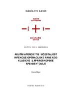 prikaz prve stranice dokumenta Akutni apendicitis i učestalost infekcije operacijske rane kod klasične i laparoskopske apendektomije
