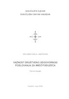 prikaz prve stranice dokumenta Važnost društveno odgovornog poslovanja za imidž poduzeća