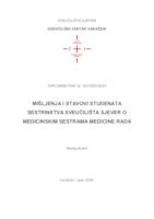 prikaz prve stranice dokumenta Mišljenja i stavovi studenata sestrinstva Sveučilišta Sjever o medicinskim sestrama medicine rada