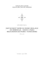 prikaz prve stranice dokumenta Zahtjevnost skrbi za osobe oboljele od demencije - izazov u radu medicinskim sestrama i tehničarima