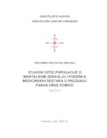 prikaz prve stranice dokumenta Stavovi opće populacije o mentalnom zdravlju i podrška medicinskih sestara/tehničara u pružanju psihološke pomoći